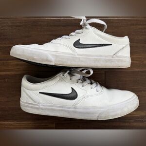 Nike Skateboarding Charge White Sneakers with Black Swoosh